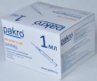 1 мл трехкомпонентный шприц Pakro инсулиновый U100 , с иглой 0,3х13, 100 шт купить в Уфе