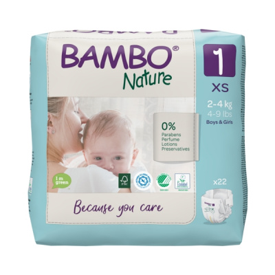Эко-подгузники Bambo Nature 1 (2-4 кг), 22 шт купить оптом в Уфе